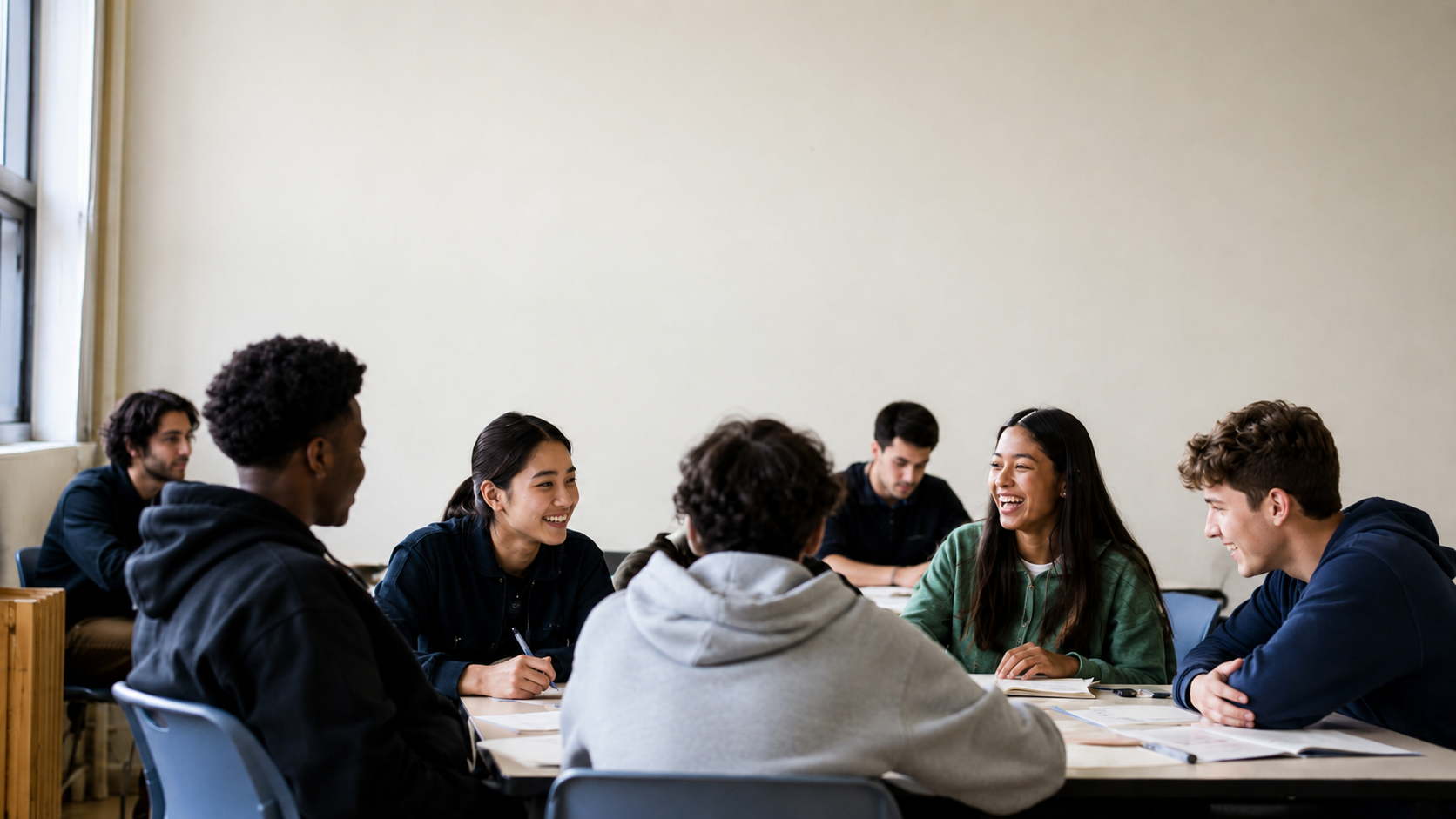 Young people taking part in a group workshop